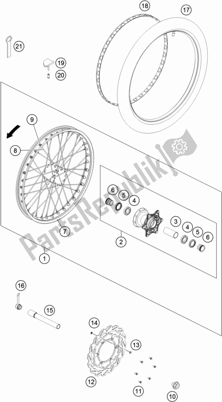 All parts for the Front Wheel of the KTM 450 Rally Factory Replica 2020