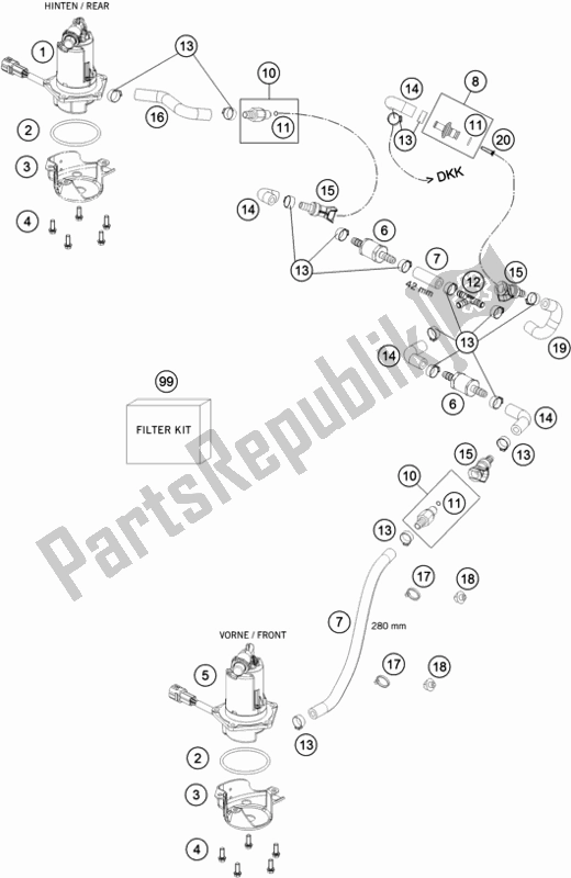 All parts for the Fuel Pump of the KTM 450 Rally Factory Replica 2020