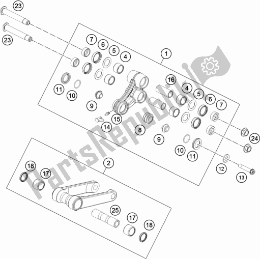 All parts for the Pro Lever Linking of the KTM 450 Rally Factory Replica 2020