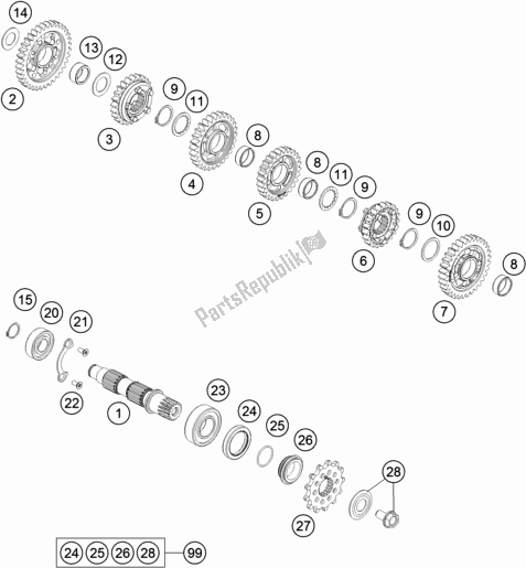 All parts for the Transmission Ii - Countershaft of the KTM 450 Rally Factory Replica 2020