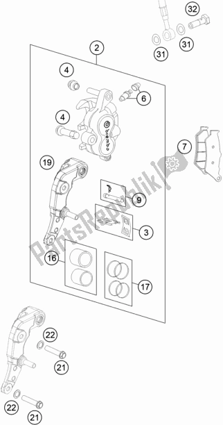 All parts for the Front Brake Caliper of the KTM 450 Rally Factory Replica 2021