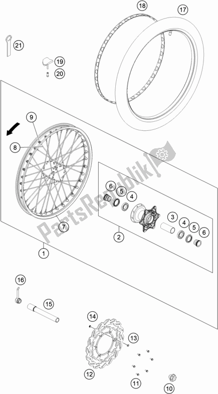 All parts for the Front Wheel of the KTM 450 Rally Factory Replica 2021