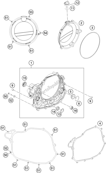 All parts for the Clutch Cover of the KTM 450 Rally Factory Replica EU 2017