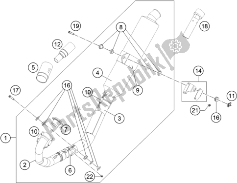 All parts for the Exhaust System of the KTM 450 Rally Factory Replica EU 2017