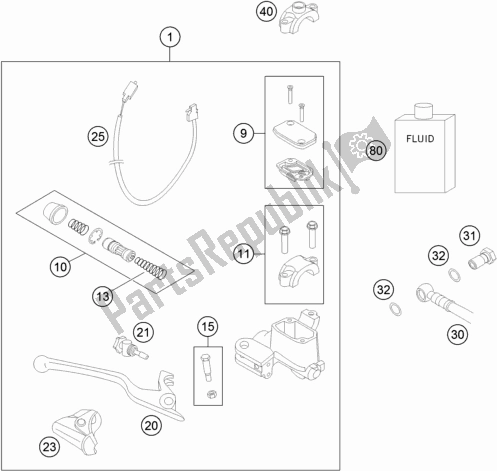 All parts for the Front Brake Control of the KTM 450 Rally Factory Replica EU 2017