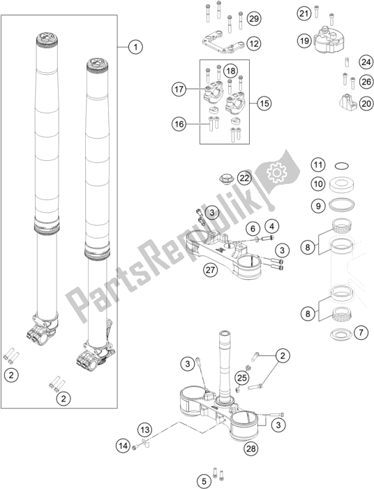 All parts for the Front Fork, Triple Clamp of the KTM 450 Rally Factory Replica EU 2017