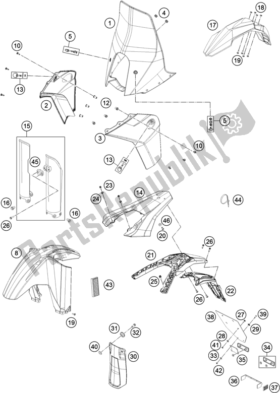 All parts for the Mask, Fenders of the KTM 450 Rally Factory Replica EU 2017