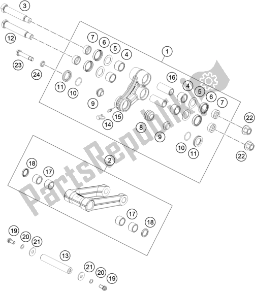 All parts for the Pro Lever Linking of the KTM 450 Rally Factory Replica EU 2017