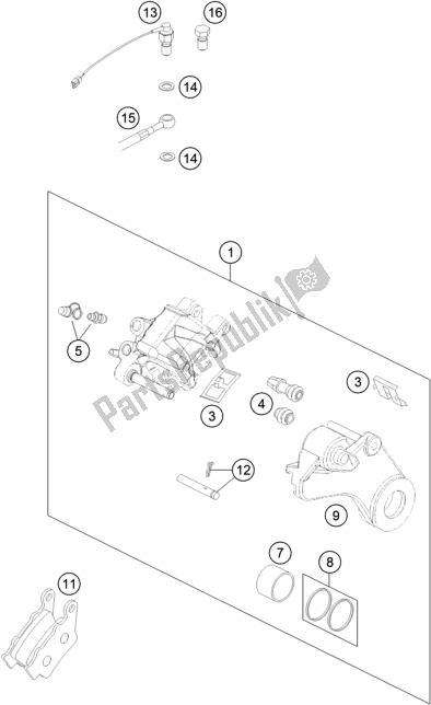 Alle onderdelen voor de Achter Remklauw van de KTM 450 Rally Factory Replica EU 2017