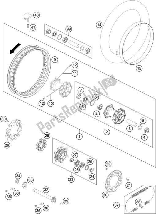 All parts for the Rear Wheel of the KTM 450 Rally Factory Replica EU 2017