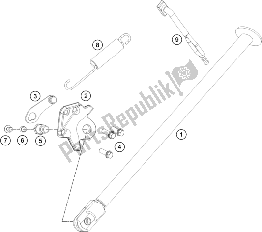 Alle onderdelen voor de Zij- / Middenstandaard van de KTM 450 Rally Factory Replica EU 2017