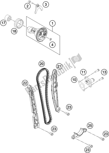 All parts for the Timing Drive of the KTM 450 Rally Factory Replica EU 2017