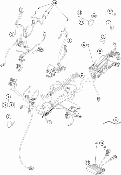 Alle onderdelen voor de Kabelboom van de KTM 450 Rally Factory Replica EU 2017