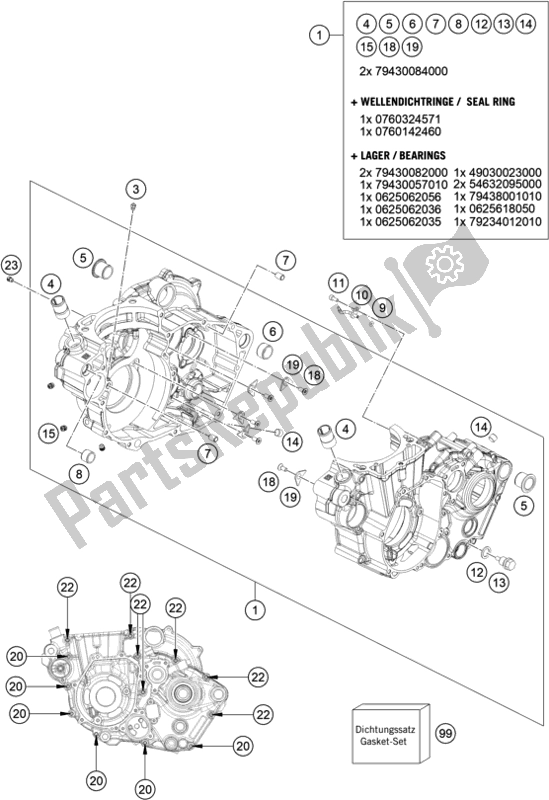All parts for the Engine Case of the KTM 450 SMR EU 2021