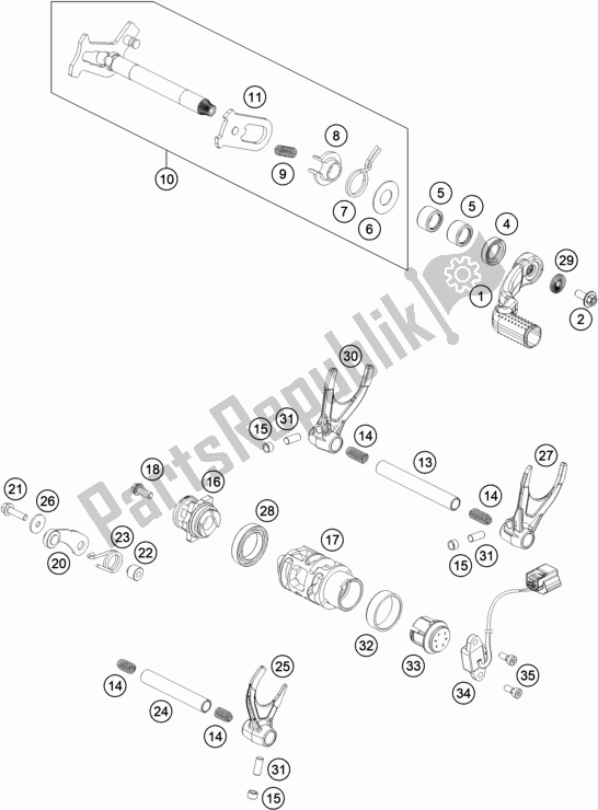 All parts for the Shifting Mechanism of the KTM 450 SMR EU 2021