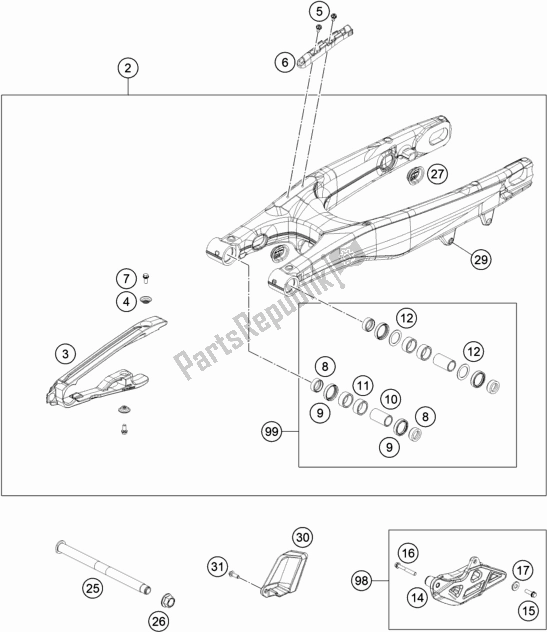 Toutes les pièces pour le Bras Oscillant du KTM 450 SMR EU 2021