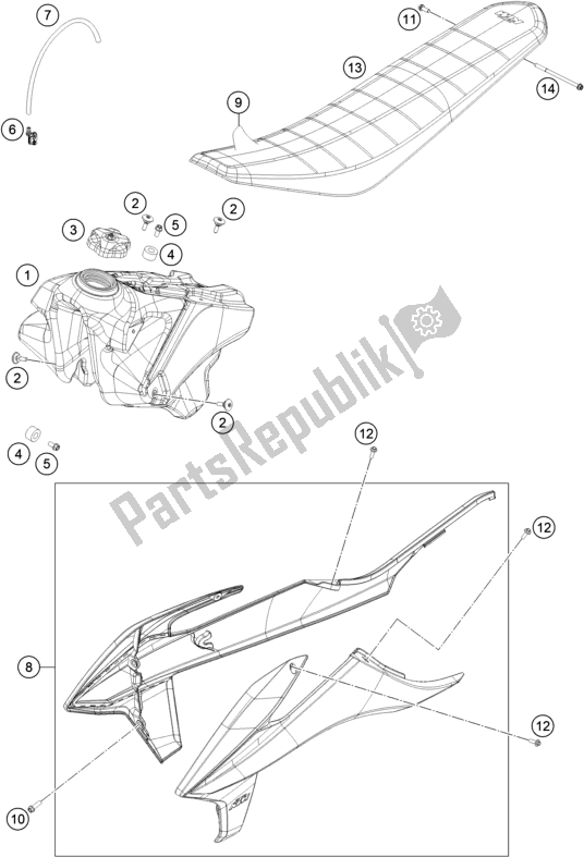 Todas as partes de Tanque, Assento do KTM 450 SMR EU 2021