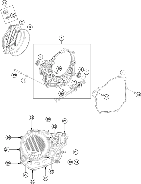 Tutte le parti per il Coperchio Frizione del KTM 450 SX-F EU 2017