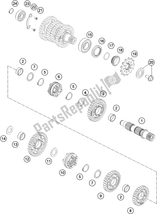 All parts for the Transmission Ii - Countershaft of the KTM 450 SX-F EU 2017