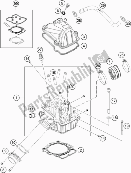 All parts for the Cylinder Head of the KTM 450 SX-F EU 2018