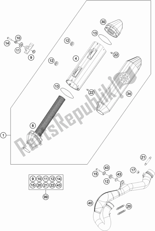 Todas as partes de Sistema De Exaustão do KTM 450 SX-F EU 2018