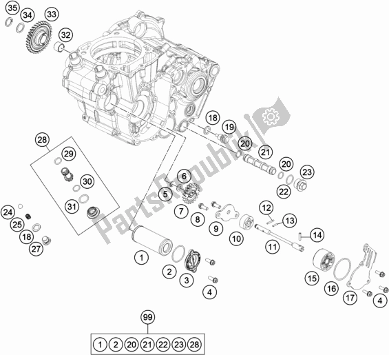 Tutte le parti per il Sistema Di Lubrificazione del KTM 450 SX-F EU 2018