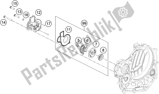 Todas as partes de Bomba De água do KTM 450 SX-F EU 2018