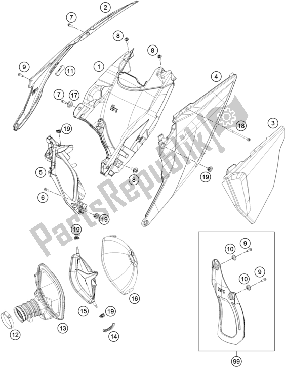 Todas las partes para Filtro De Aire de KTM 450 SX-F EU 2019