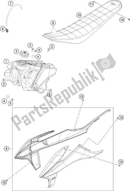 Alle onderdelen voor de Tank, Stoel van de KTM 450 SX-F EU 2019