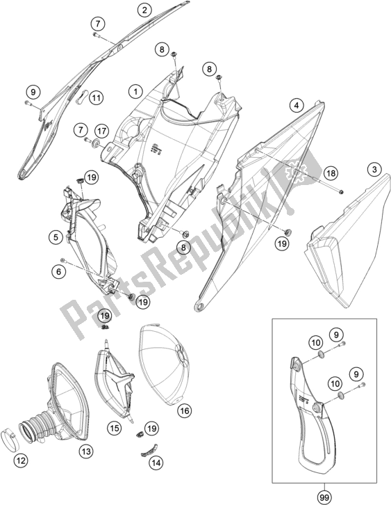 Todas las partes para Filtro De Aire de KTM 450 SX-F EU 2020