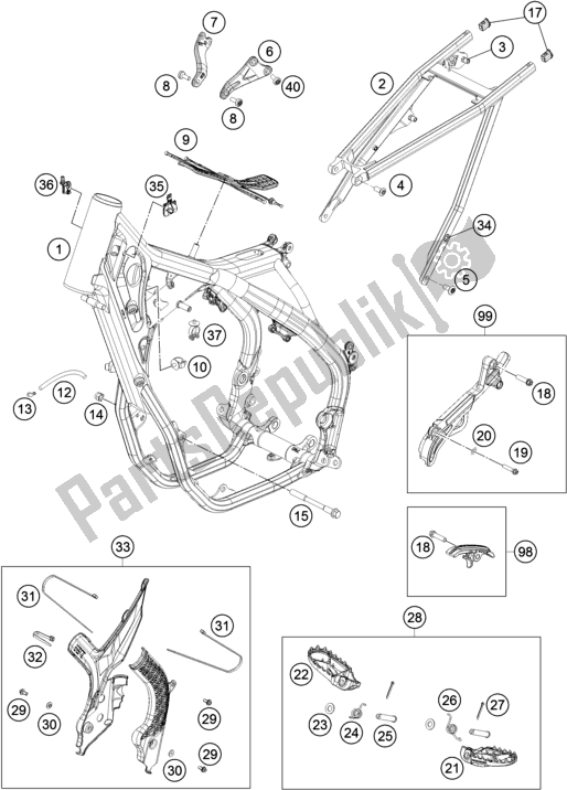 All parts for the Frame of the KTM 450 SX-F EU 2020
