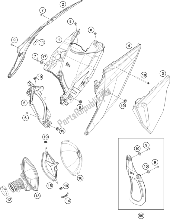 All parts for the Air Filter of the KTM 450 SX-F EU 2021