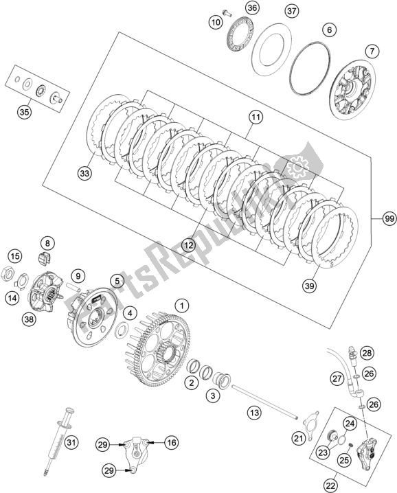 All parts for the Clutch of the KTM 450 SX-F EU 2021