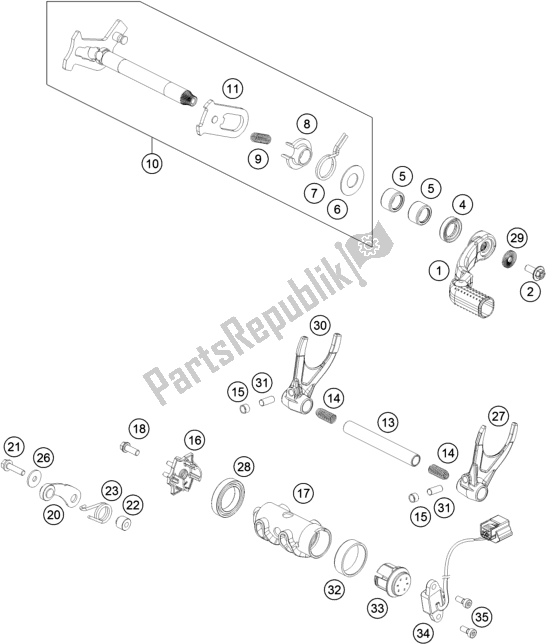 All parts for the Shifting Mechanism of the KTM 450 SX-F EU 2021