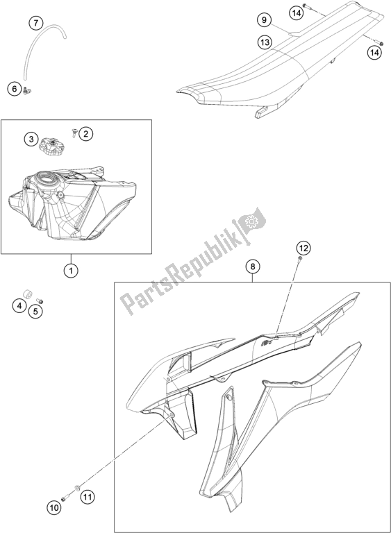 Todas las partes para Tanque, Asiento, Tapa de KTM 450 SX-F US 2017