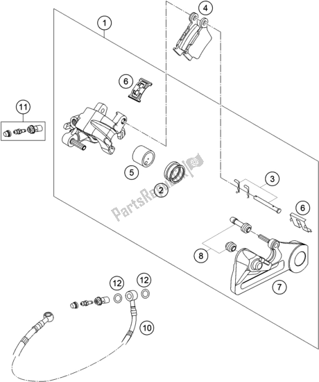 All parts for the Brake Caliper Rear of the KTM 450 SX-F US 2018