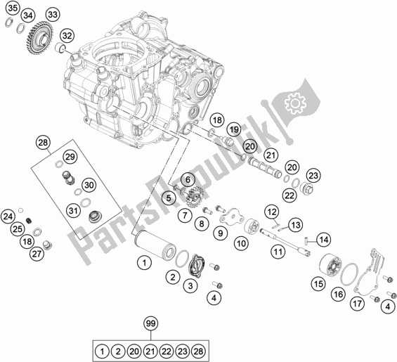 All parts for the Lubricating System of the KTM 450 SX-F US 2018