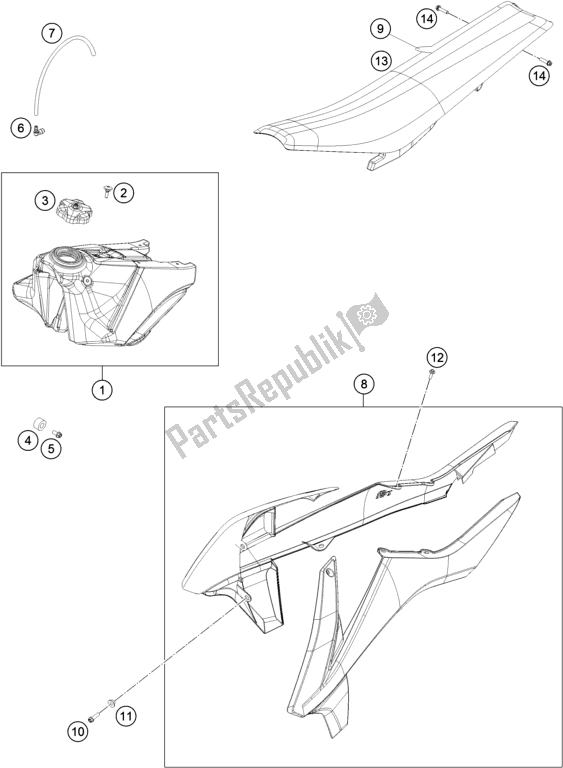 Toutes les pièces pour le Réservoir, Siège, Couverture du KTM 450 SX-F US 2018