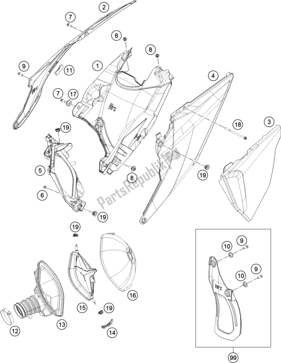 All parts for the Air Filter of the KTM 450 SX-F US 2019