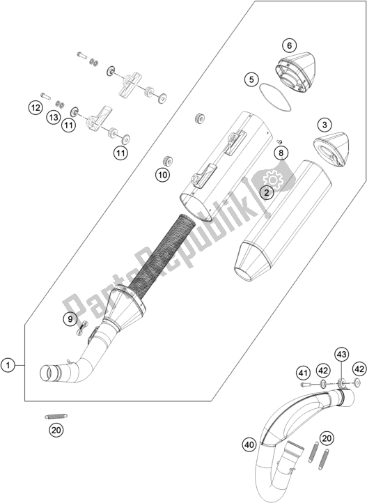 All parts for the Exhaust System of the KTM 450 SX-F US 2019