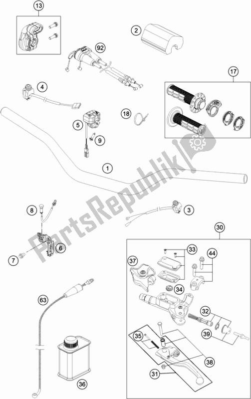 All parts for the Handlebar, Controls of the KTM 450 SX-F US 2019