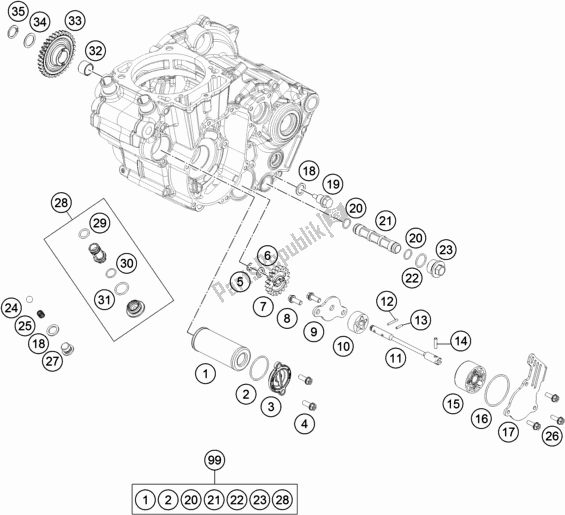 All parts for the Lubricating System of the KTM 450 SX-F US 2019