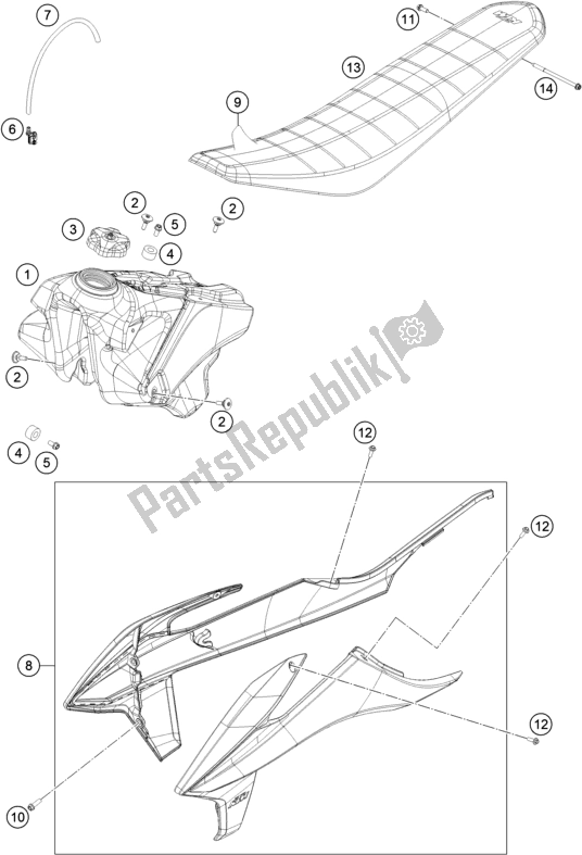 All parts for the Tank, Seat of the KTM 450 SX-F US 2019