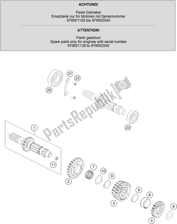 All parts for the Transmission I - Main Shaft of the KTM 450 SX-F US 2019