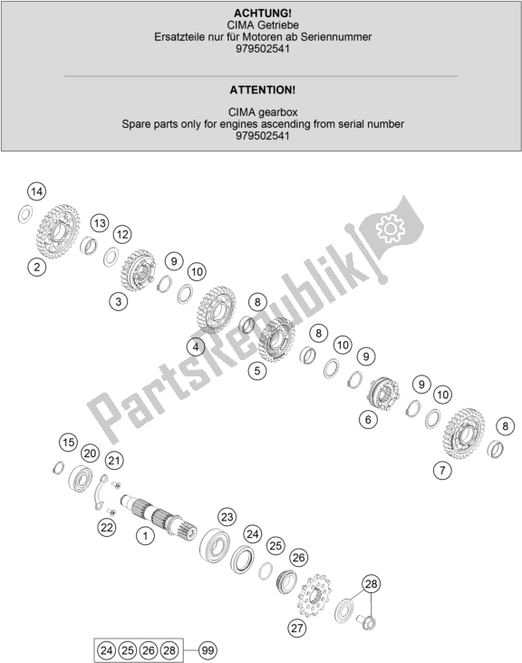 All parts for the Transmission Ii - Countershaft #1 of the KTM 450 SX-F US 2019