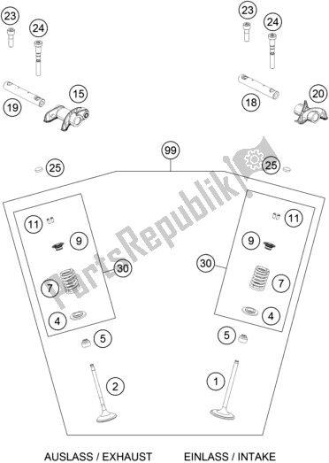 All parts for the Valve Drive of the KTM 450 SX-F US 2019