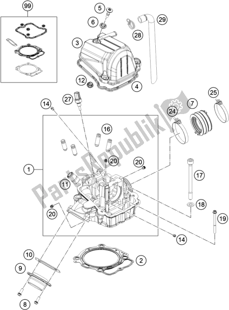 All parts for the Cylinder Head of the KTM 450 SX-F US 2020