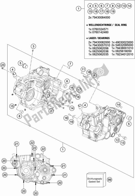 All parts for the Engine Case of the KTM 450 SX-F US 2020