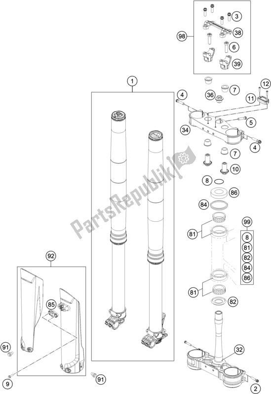 Toutes les pièces pour le Fourche Avant, Triple Serrage du KTM 450 SX-F US 2020