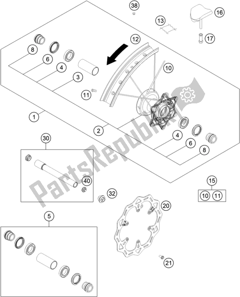 Toutes les pièces pour le Roue Avant du KTM 450 SX-F US 2020